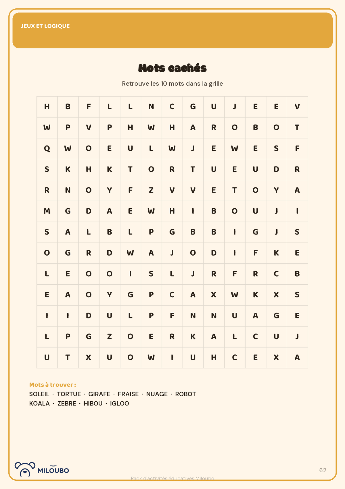 Page mots cachés
