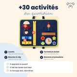 Plus de 30 activités du quotidien : lacets, fermeture éclair, boucles à clip, boutons