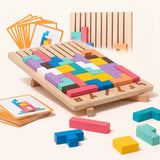 Tetris en bois Montessori — 42 pièces et 10 défis