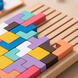 Tetris en bois Montessori — 42 pièces et 10 défis