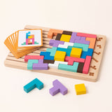 Tetris en bois Montessori — 42 pièces et 10 défis