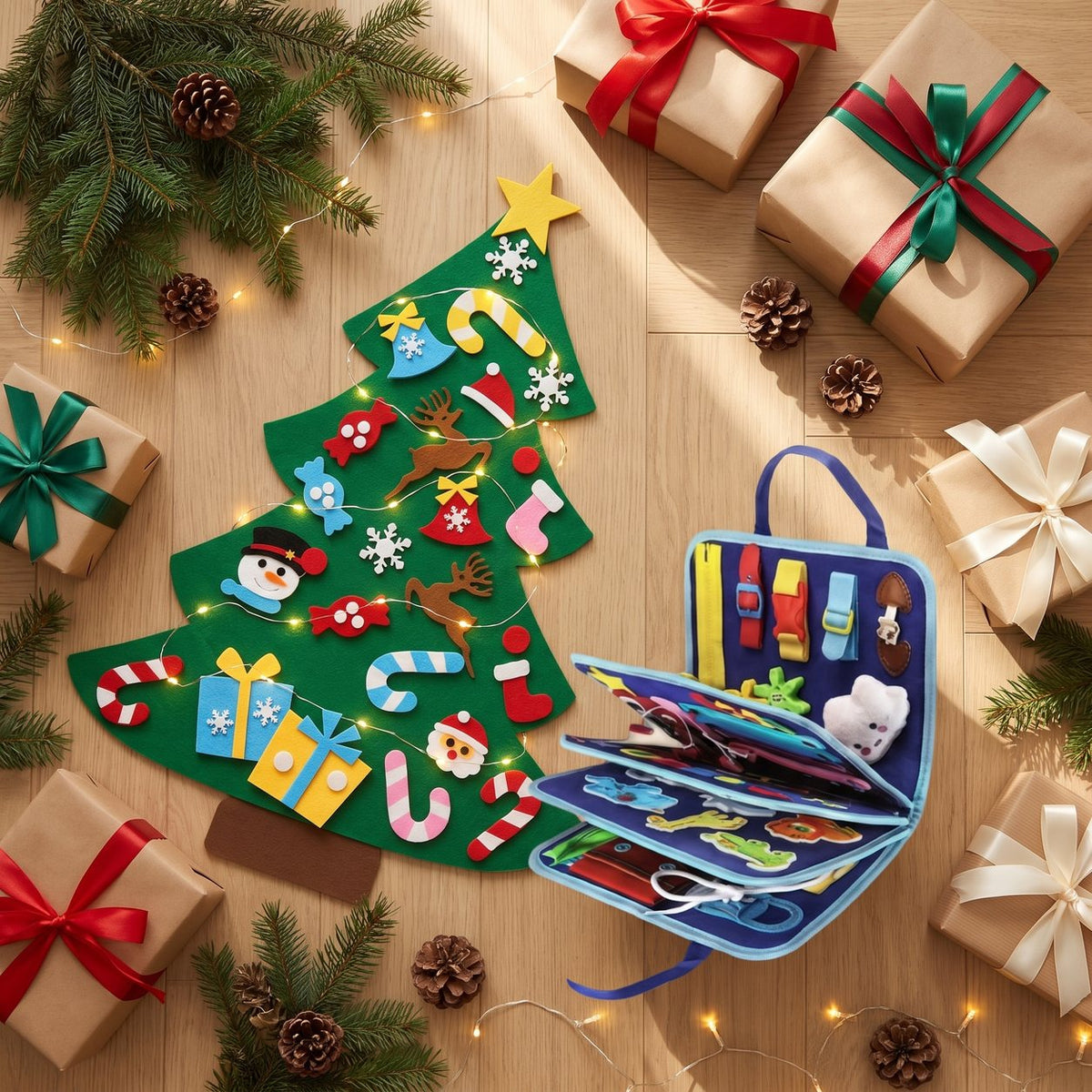Le Cadeau Magique Miloubo : sapin de Noël en feutrine et busy board +30 activités