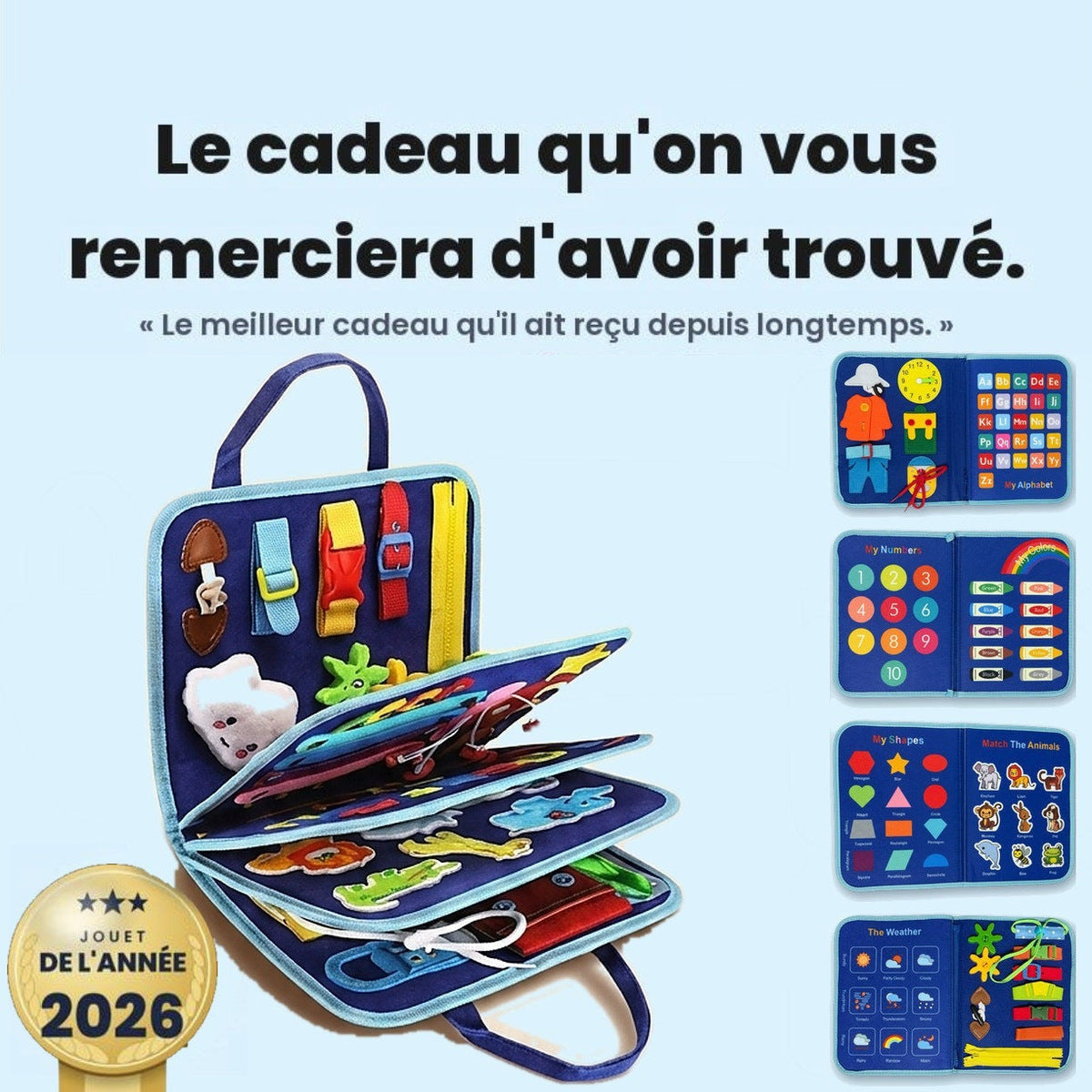 Enfant de 2 ans jouant avec le livre de +30 activités Miloubo
