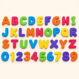 Lettres et chiffres de bain Miloubo en mousse : 26 lettres majuscules et 10 chiffres colorés
