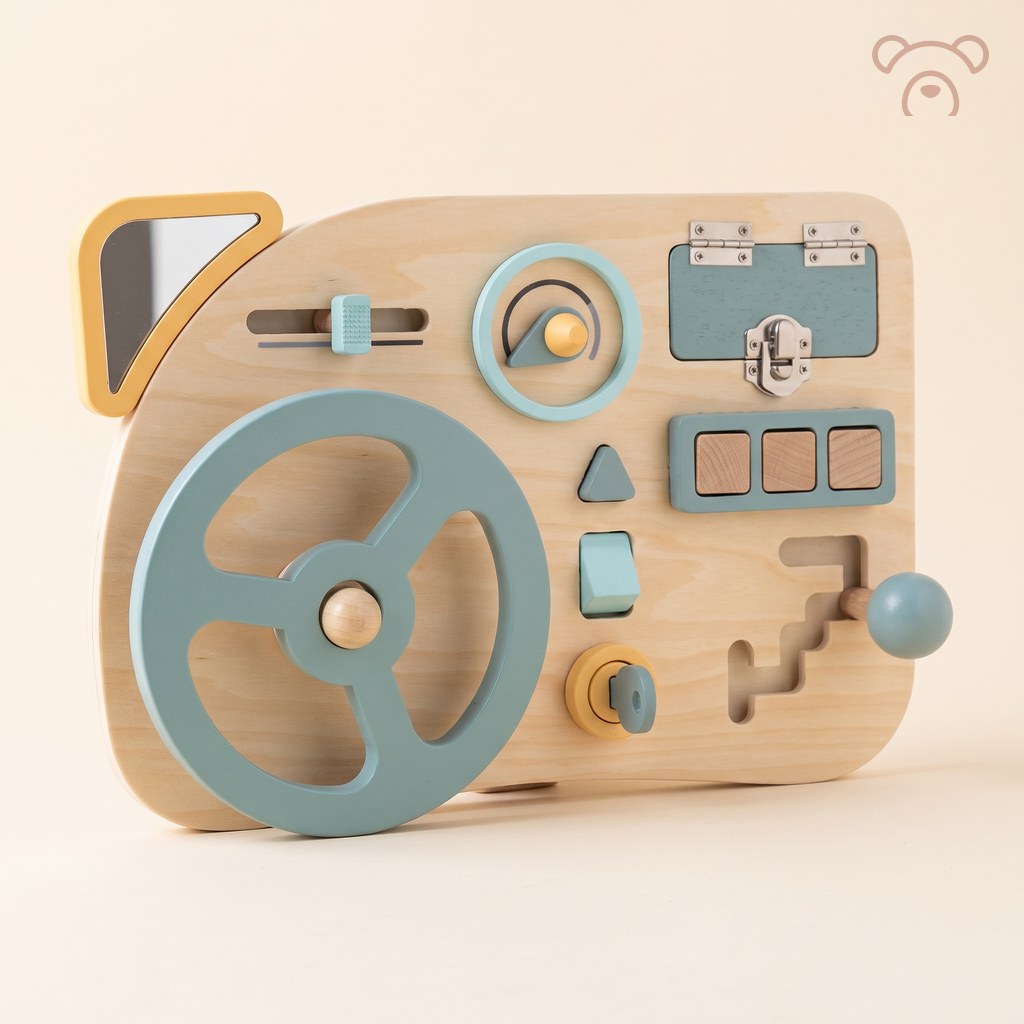Volant Montessori Miloubo en bois, vue de trois quarts